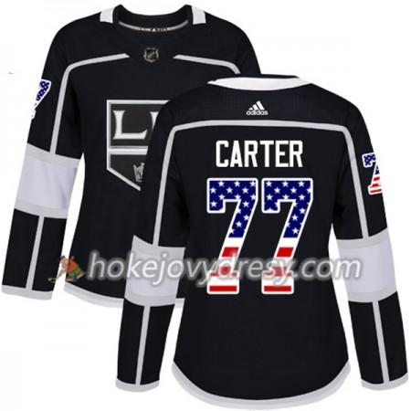 Dámské Hokejový Dres Los Angeles Kings Jeff Carter 77 2017-2018 USA Flag Fashion Černá Adidas Authentic